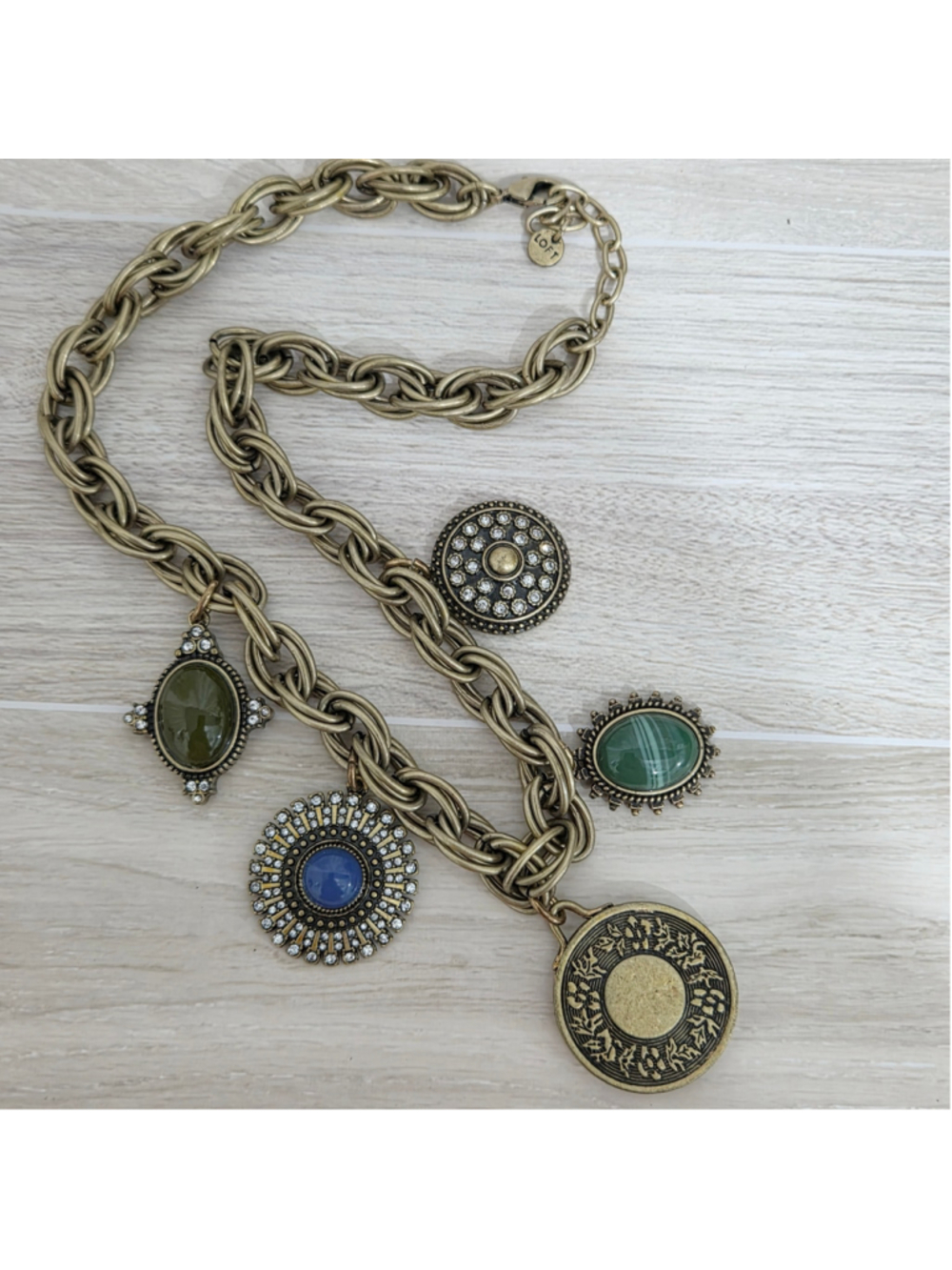 Women's LOFT Gold Tone Multi-Charm Statement Necklace One Size
